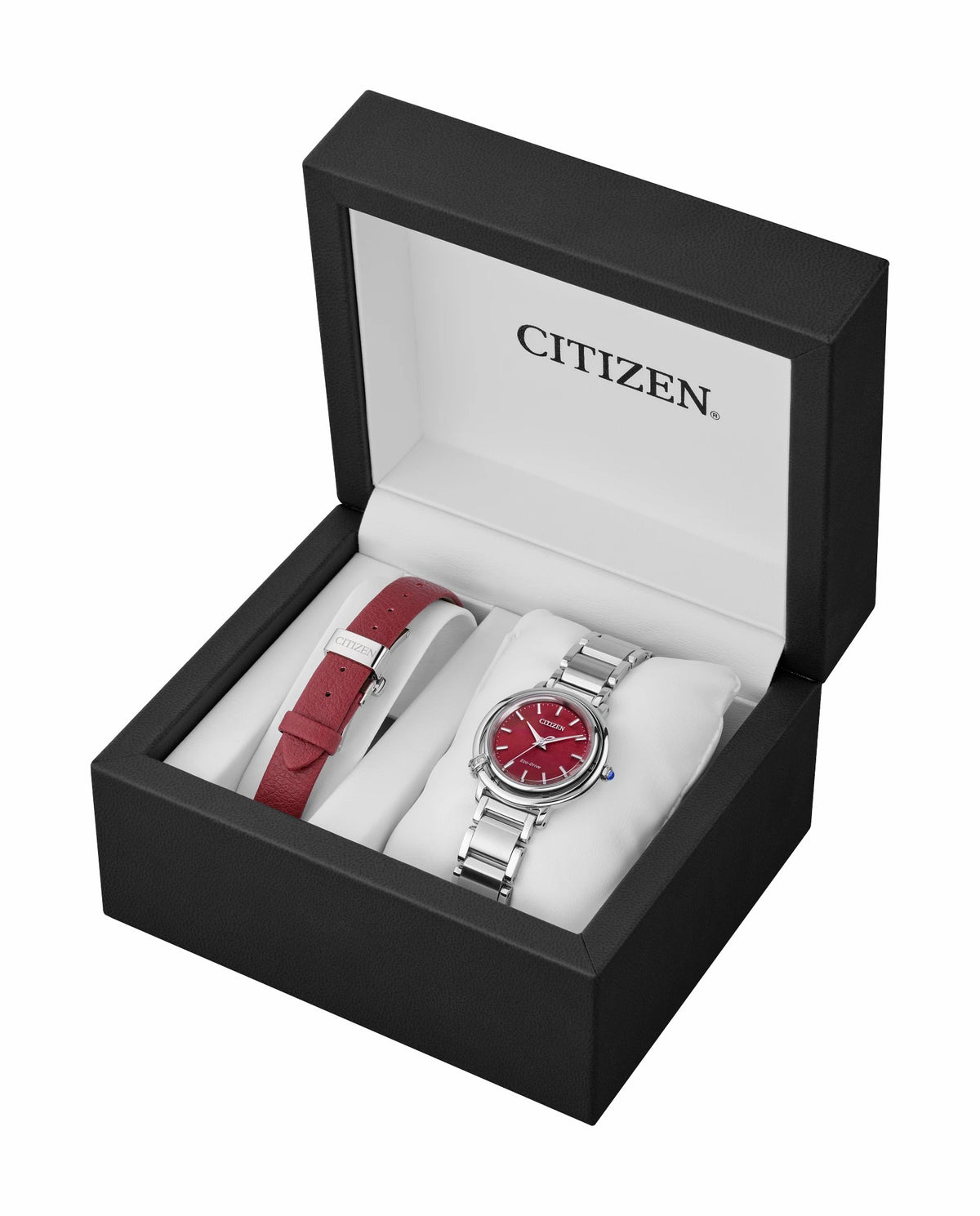 Citizen L Arcly Red Dial Stainless Steel Bracelet EM1091-67X