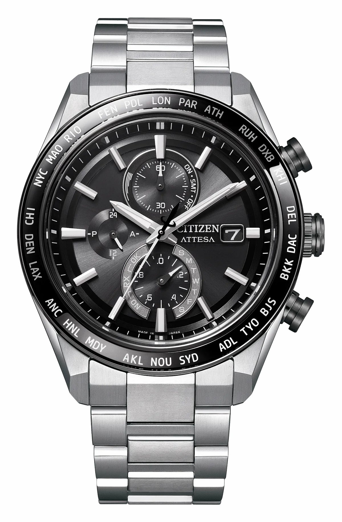 ATTESA Black Dial Super Titanium with DLC Coating Bracelet AT8295-56E