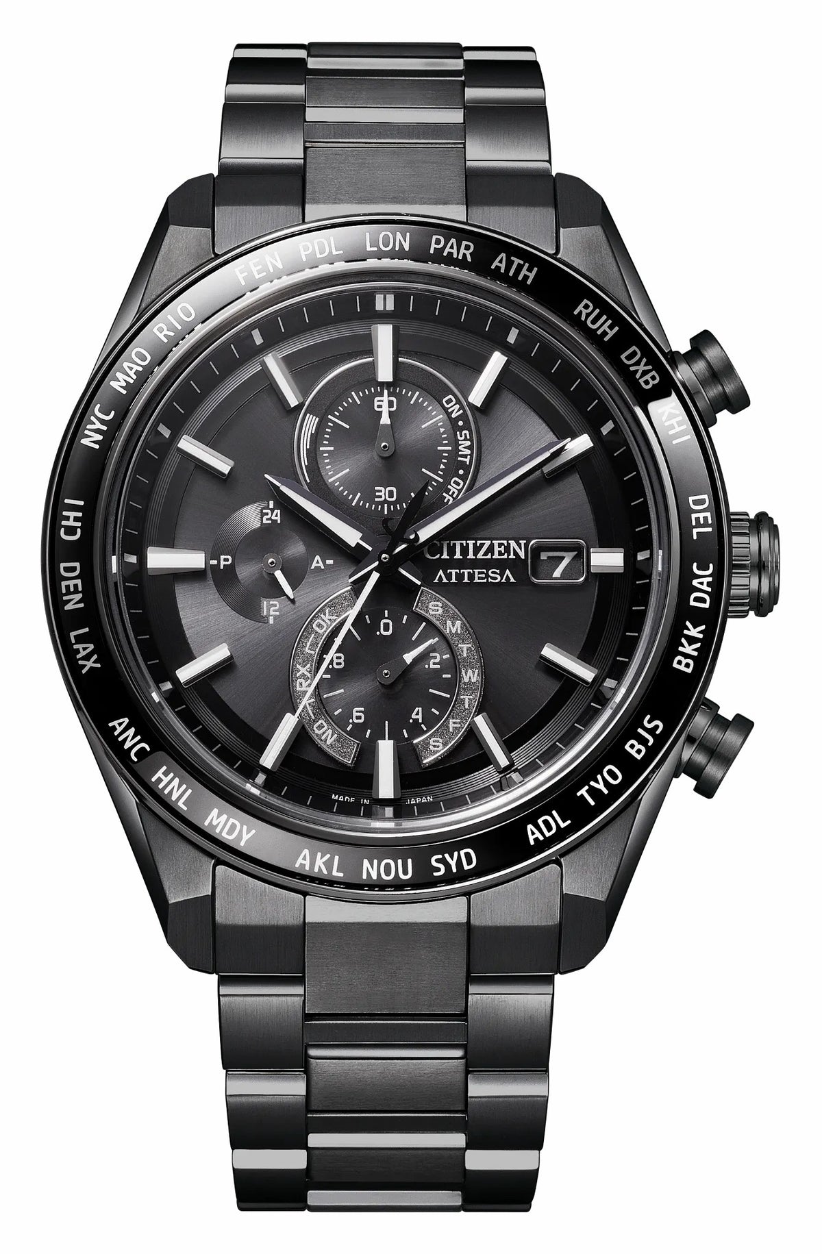 ATTESA Black Dial Super Titanium with DLC Coating Bracelet AT8294-59E