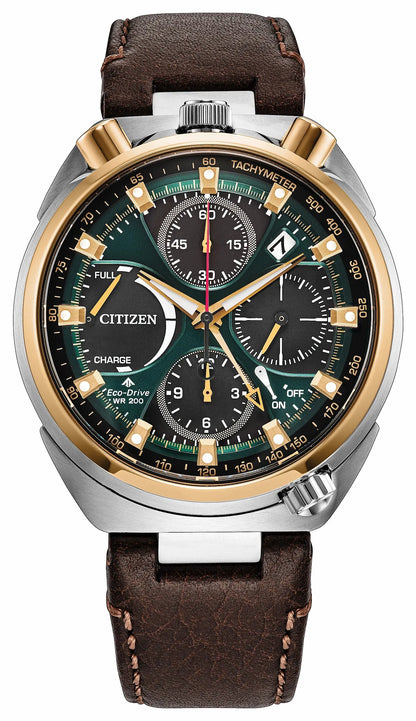 Promaster Tsuno Chrono Racer Green Dial Leather Strap AV0104-06W