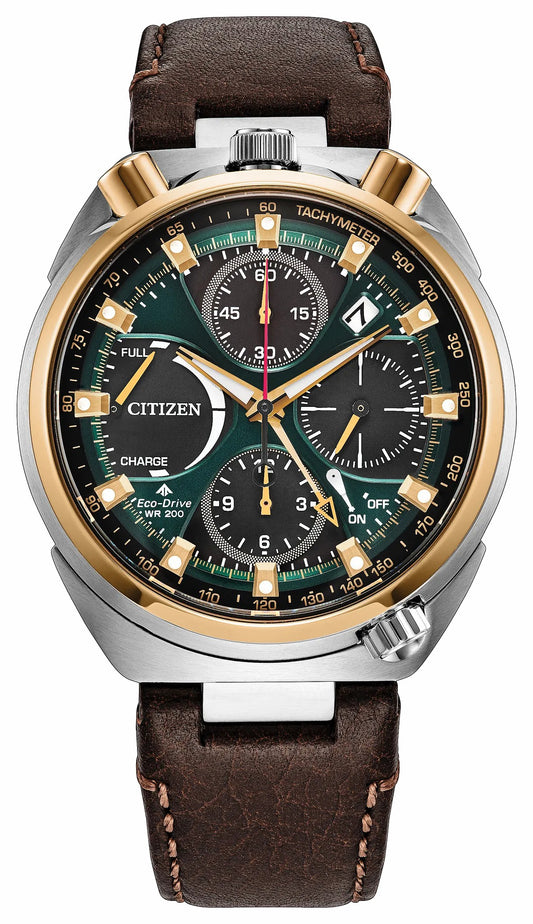 Promaster Tsuno Chrono Racer Green Dial Leather Strap AV0104-06W