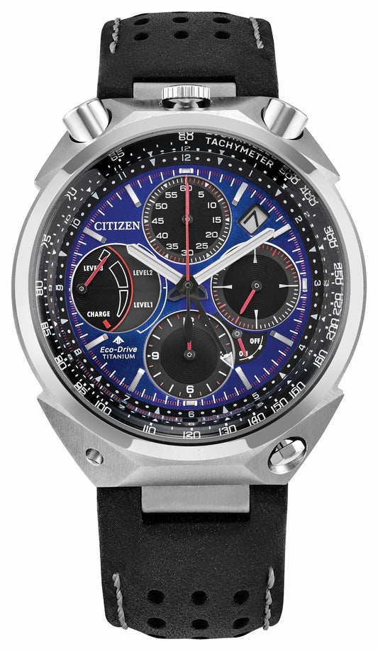 Promaster Tsuno Chrono Racer Blue Dial Leather Strap AV0088-01L