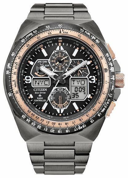 Promaster Skyhawk A-T Black Dial Stainless Steel Bracelet JY8146-54E
