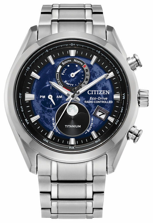 Tsuki-yomi A-T Blue Dial Super Titanium Bracelet BY1010-57L