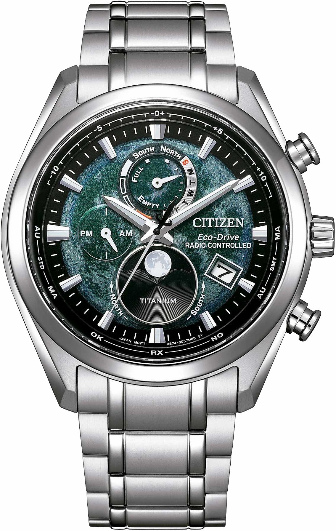 Tsuki-yomi A-T Green Dial Super Titanium Bracelet BY1010-57X