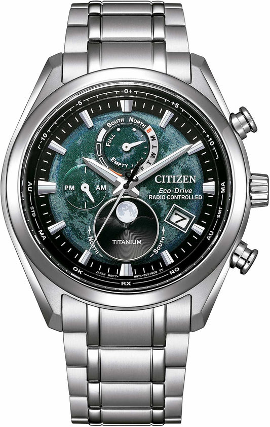 Tsuki-yomi A-T Green Dial Super Titanium Bracelet BY1010-57X