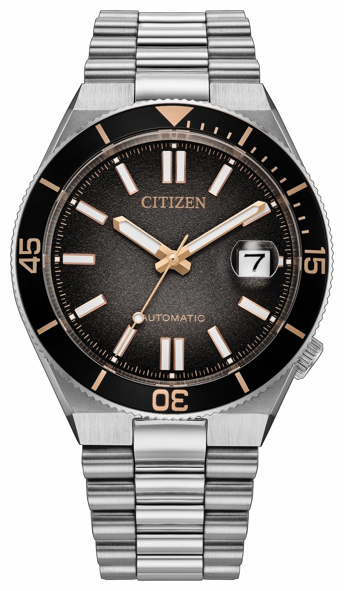 TSUYOSA Shore "Time Slip" Black Dial Stainless Steel Bracelet NJ0238-57E
