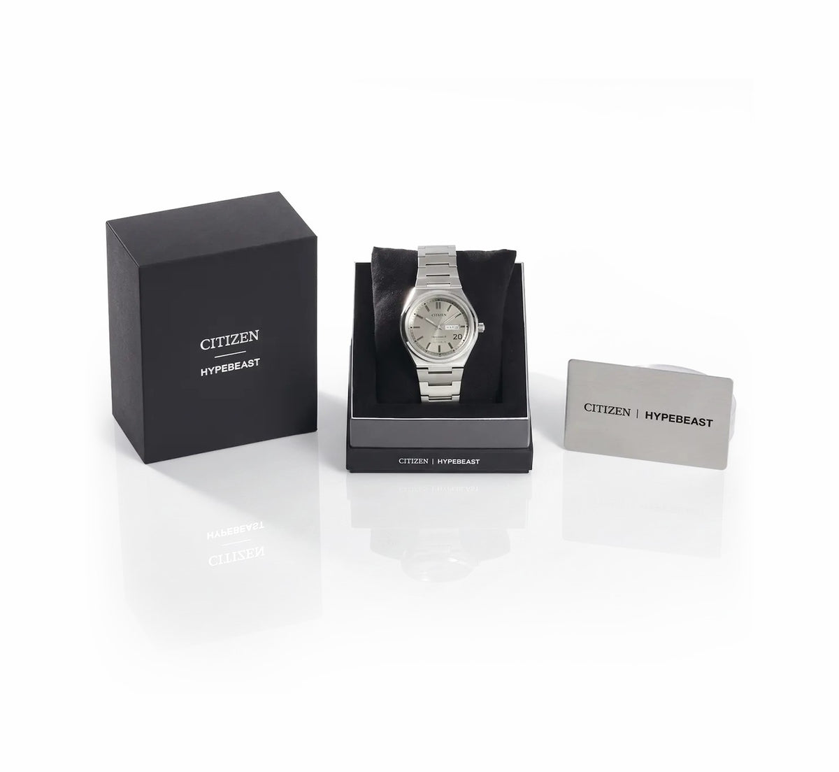 Zenshin Three-hand x Hypebeast Silver-Tone Dial Super Titanium with Duratect Platinum Bracelet AW0138-59A