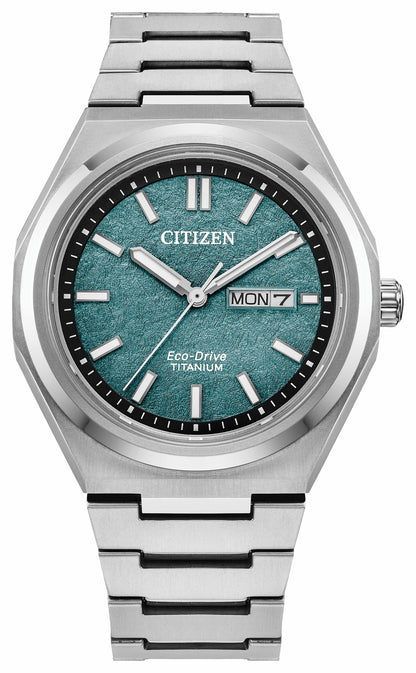 Zenshin Three-hand Green Dial Super Titanium Bracelet AW0130-85X