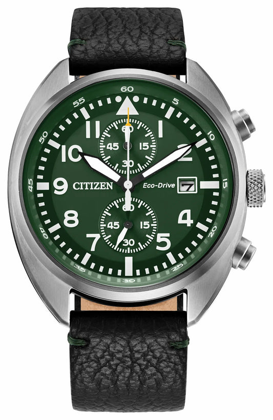 Sport Casual Green Dial Leather Strap CA7041-07X