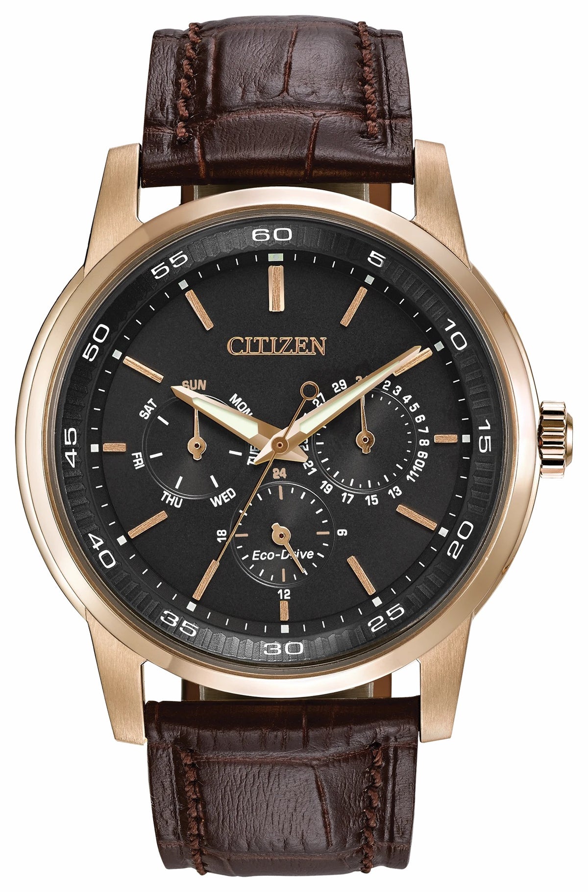 Corso - Men's Eco-Drive BU2013-08E Rose Gold Leather Watch