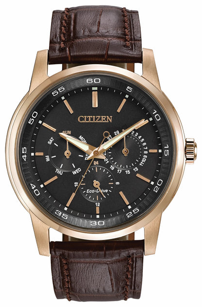 Corso - Men's Eco-Drive BU2013-08E Rose Gold Leather Watch