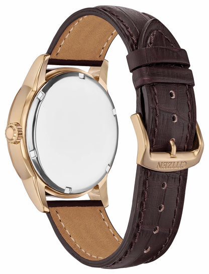 Corso - Men's Eco-Drive BU2013-08E Rose Gold Leather Watch