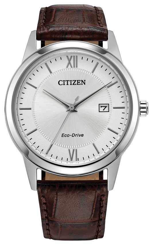 Classic Silver-Tone Dial Leather Strap AW1780-25A