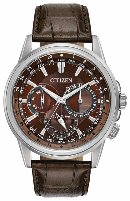 Calendrier - Men's Eco-Drive BU2020-29X Brown Leather Watch