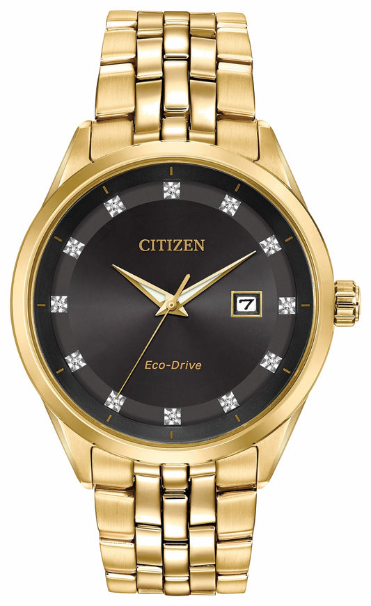 Corso - Men's Eco-Drive BM7252-51G Steel Black Dial Watch