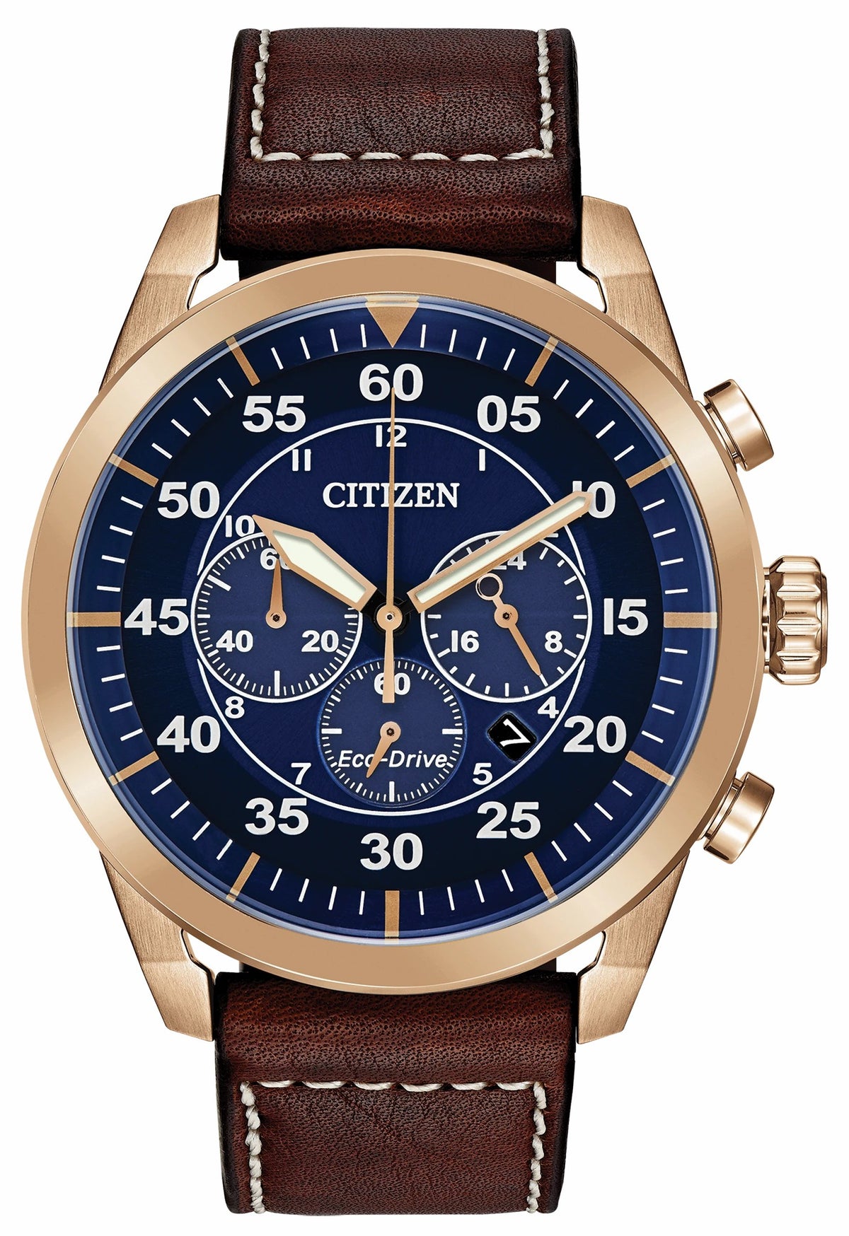 Citizen Avion Eco-Drive Rose Gold Blue Dial Watch