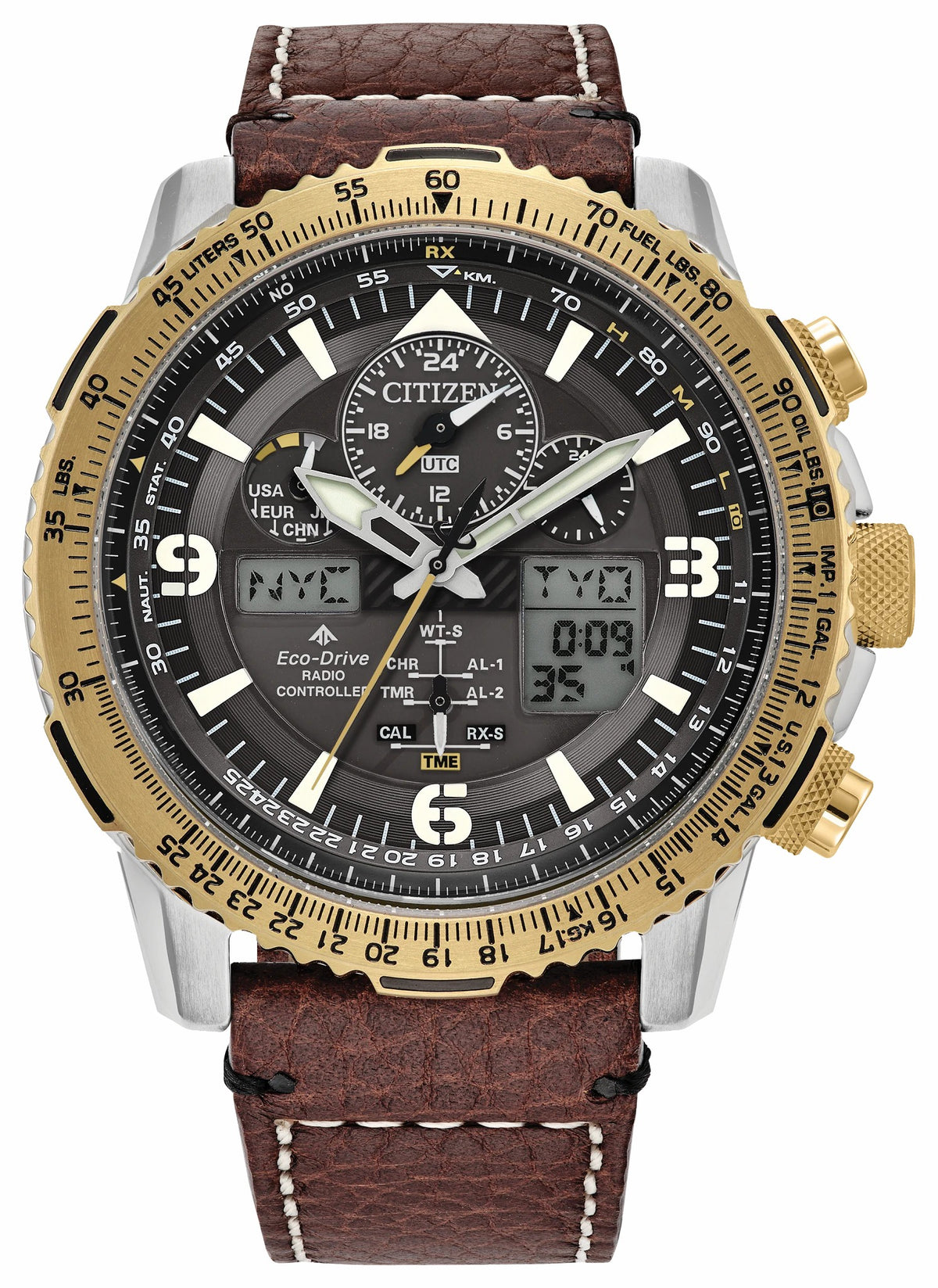 Promaster Skyhawk A-T Gray Dial Leather Strap JY8084-09H