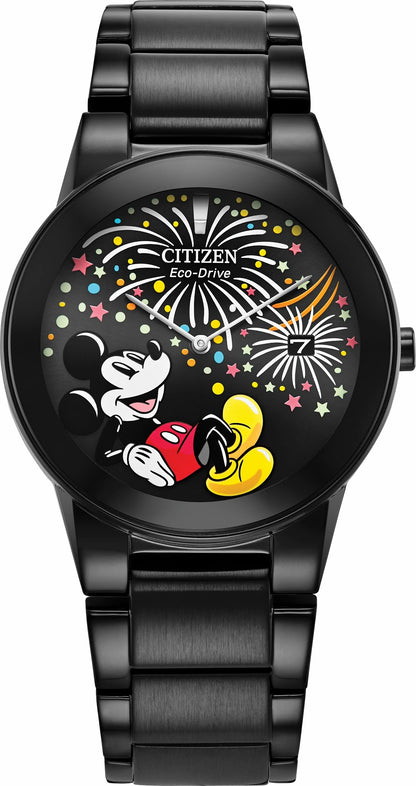 Mickey Fiesta Black Dial Stainless Steel Bracelet AU1095-57W