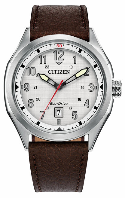 Terra Force Silver-Tone Dial Leather Strap AW1890-19B