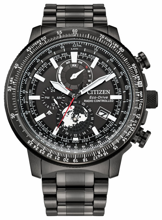 Promaster Geo Trekker Black Dial Stainless Steel Bracelet BY3005-56G