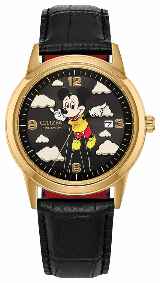 Soaring High Mickey Mouse Black Dial Leather Strap AW1862-06W