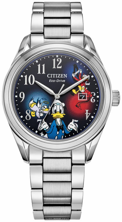 Feisty Donald Duck 90th Anniversary Blue Dial Stainless Steel Bracelet AW1691-66W