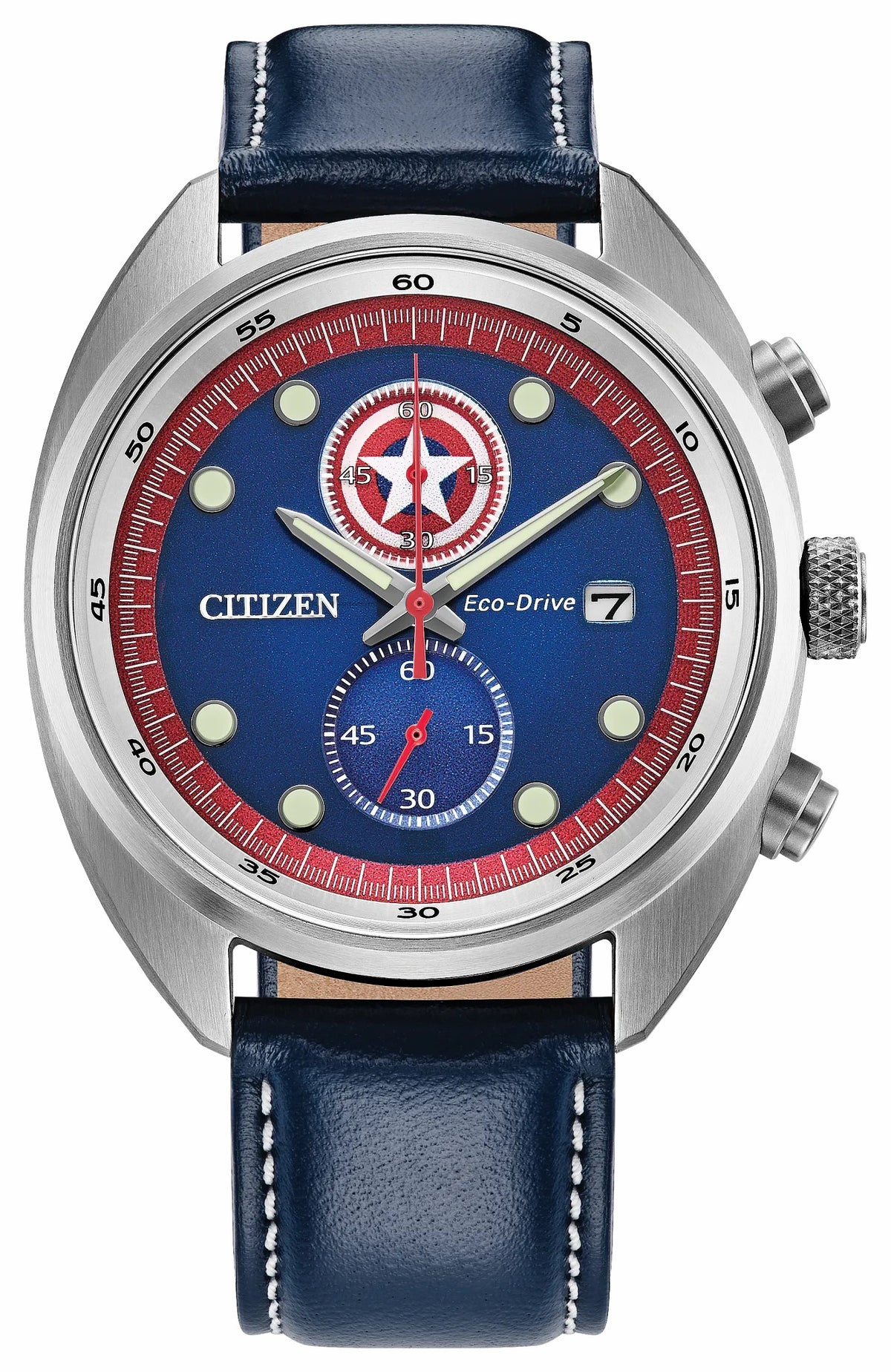 Captain America 85th Anniversary Blue Dial Leather Strap CA7046-46W