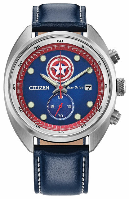 Captain America 85th Anniversary Blue Dial Leather Strap CA7046-46W
