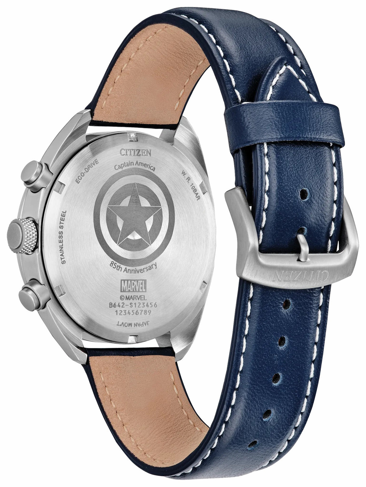 Captain America 85th Anniversary Blue Dial Leather Strap CA7046-46W