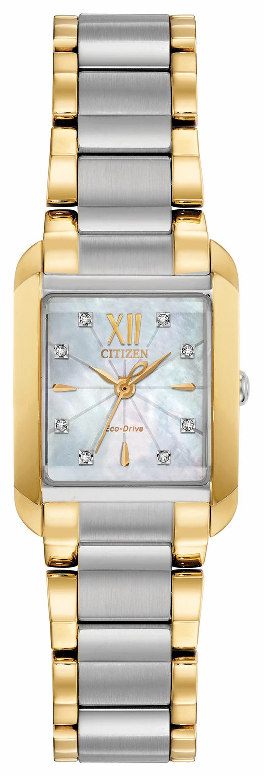Citizen L Ladies Eco-Drive Gold White Dial Stainless Steel Watch