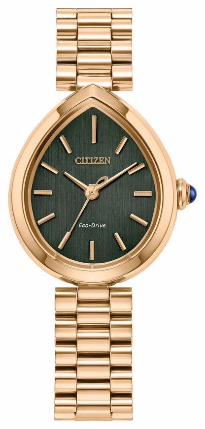 Citizen L Rainell Green Dial Stainless Steel Bracelet EM1203-57X