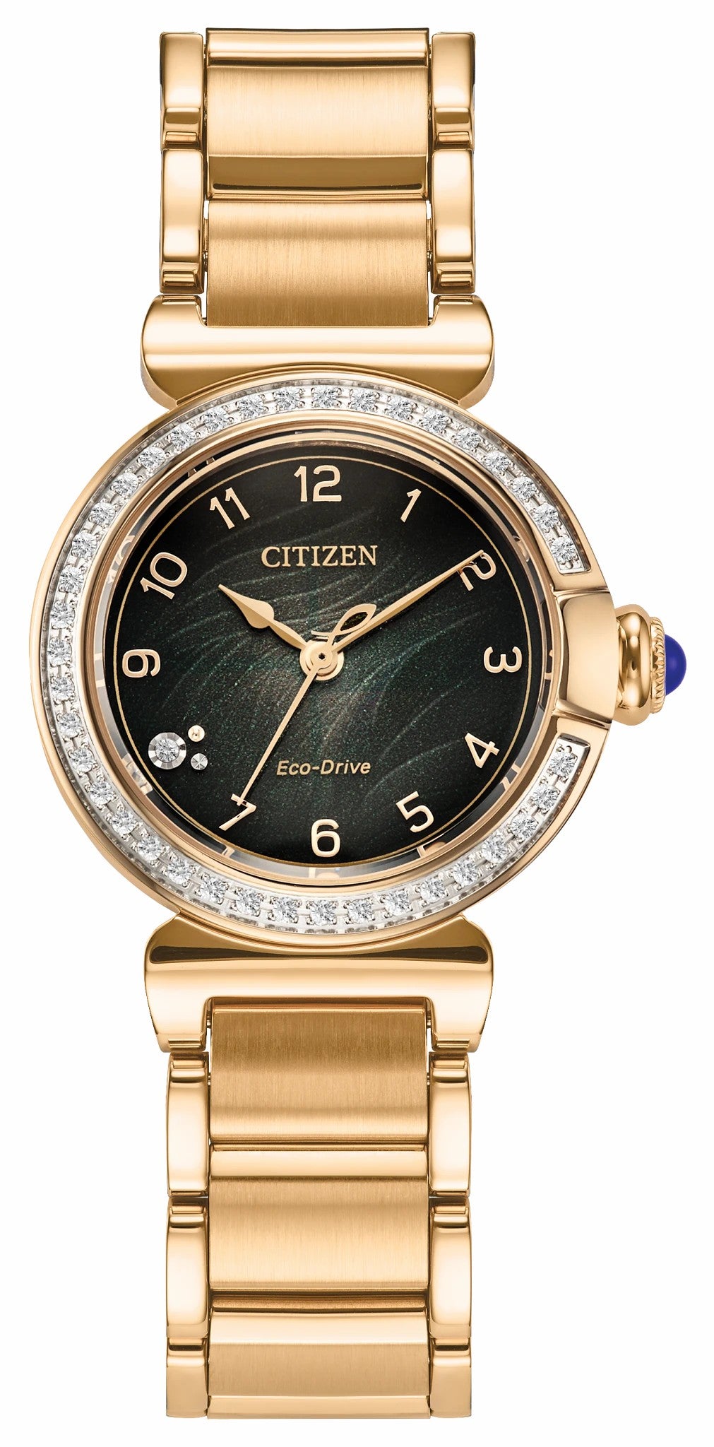 Citizen L Mae Green Dial Stainless Steel Bracelet EM1123-62X