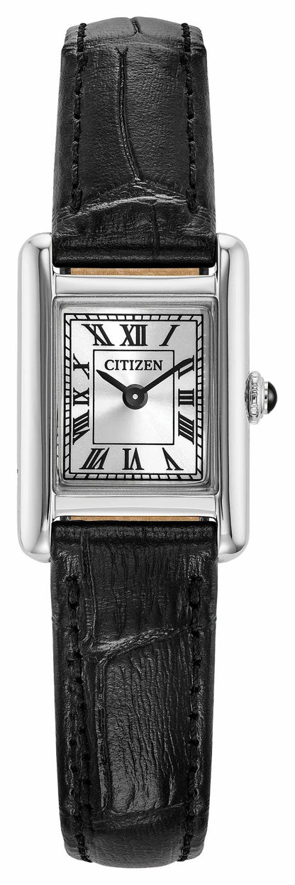 Fio Roma Silver-Tone Dial Leather Strap EG2790-12A