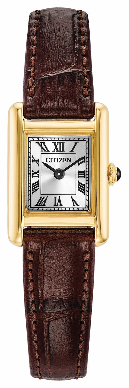 Fio Roma Silver-Tone Dial Leather Strap EG2797-13A