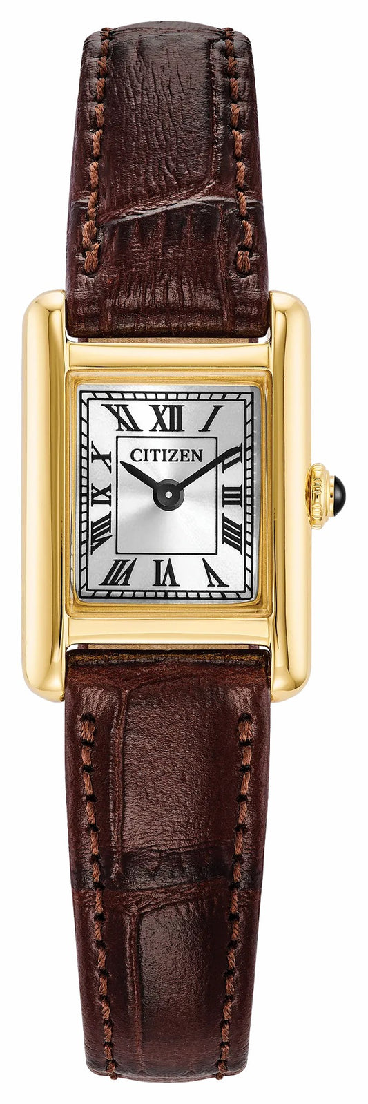 Fio Roma Silver-Tone Dial Leather Strap EG2797-13A