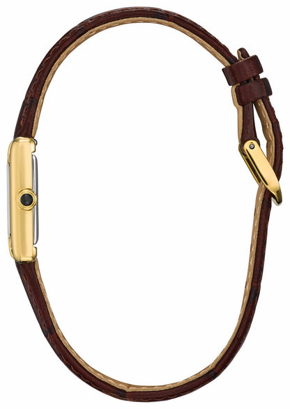 Fio Roma Silver-Tone Dial Leather Strap EG2797-13A