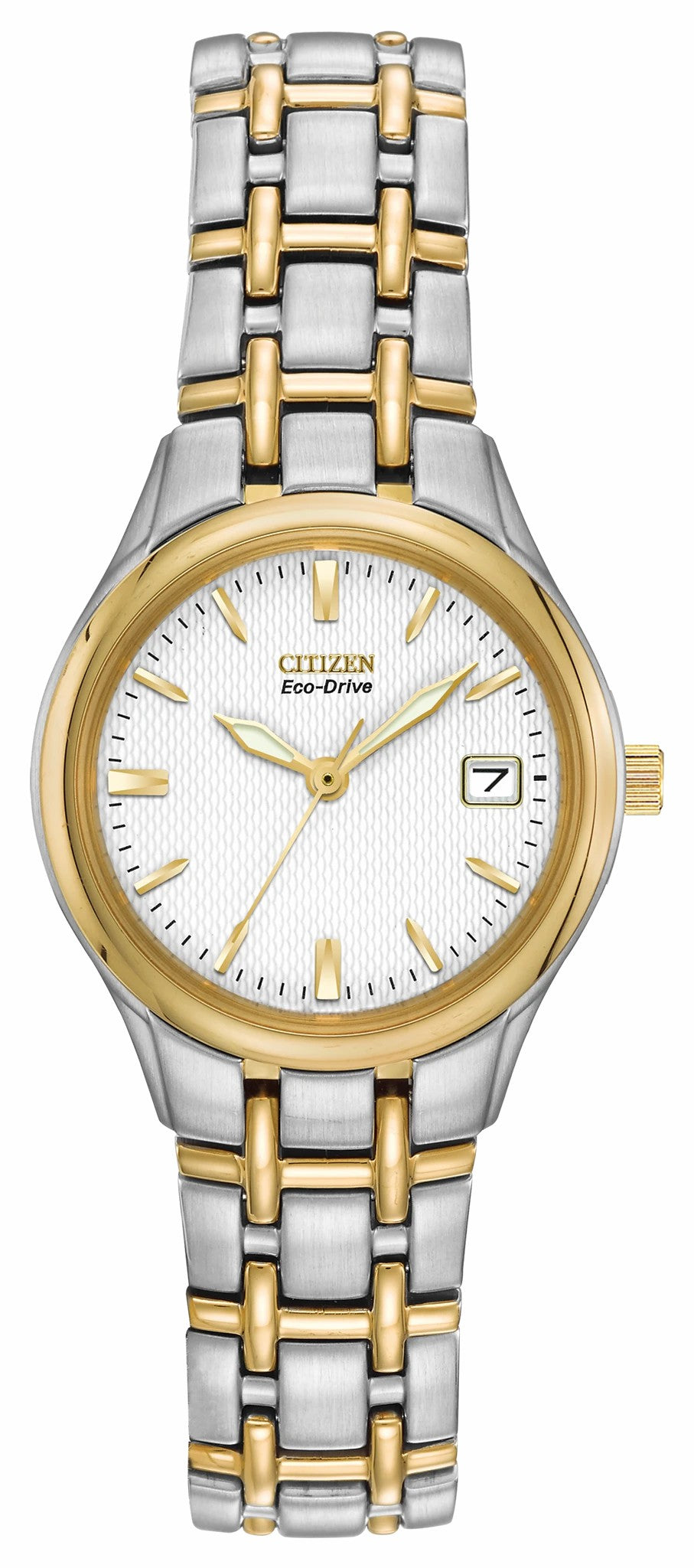 Corso - Ladies Eco-Drive Two-Tone White Dial Date Watch