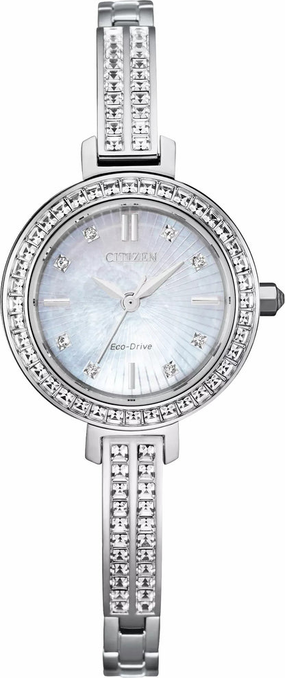 Silhouette Crystal White Dial Stainless Steel Bracelet EM0860-51D