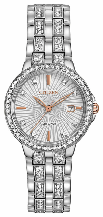 Silhouette Crystal - Ladies Eco-Drive EW2340-58A Silver Watch