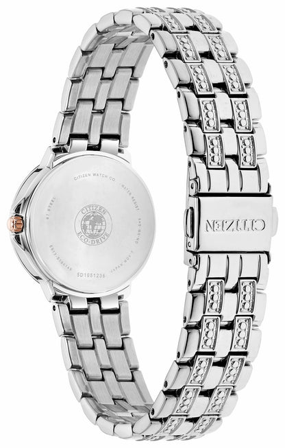 Silhouette Crystal - Ladies Eco-Drive EW2340-58A Silver Watch