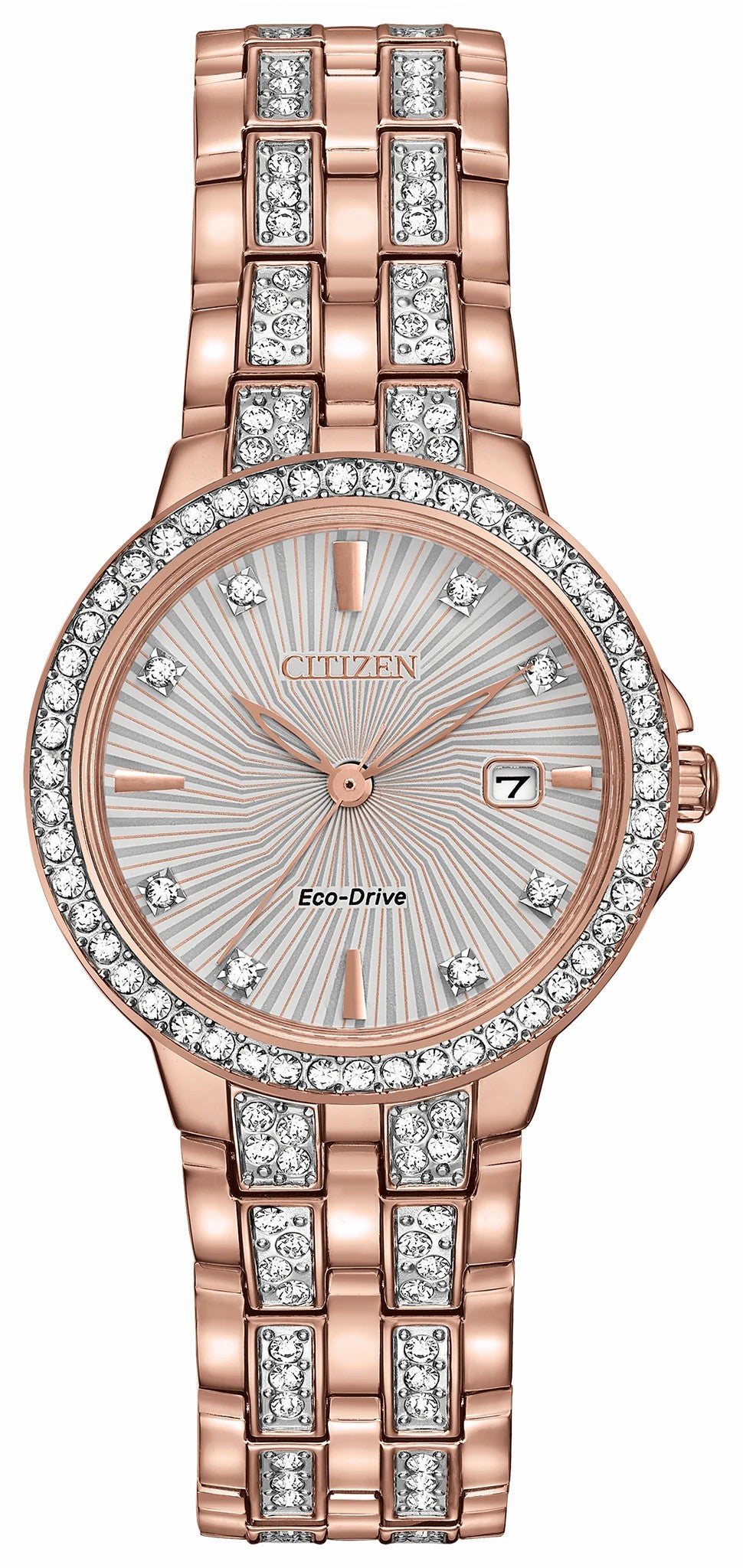 Silhouette Crystal - Ladies Eco-Drive EW2348-56A Gold Watch
