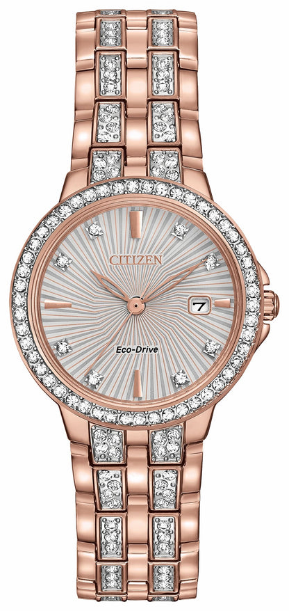Silhouette Crystal - Ladies Eco-Drive EW2348-56A Gold Watch