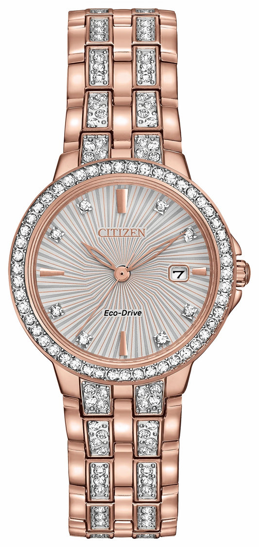 Silhouette Crystal - Ladies Eco-Drive EW2348-56A Gold Watch