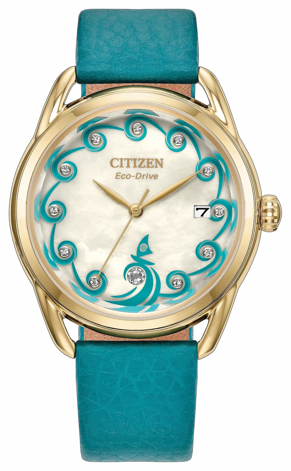 Moana's Ocean Adventure Champagne Dial Leather Strap FE6182-46Y