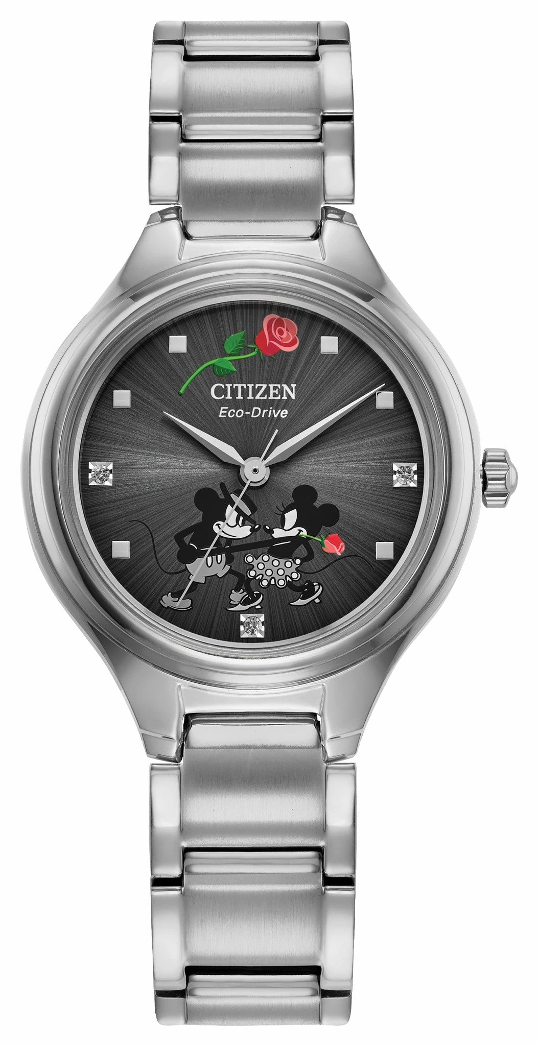 Mickey Mouse and Minnie Mouse Tango Gray Dial Stainless Steel Bracelet FE2101-58W