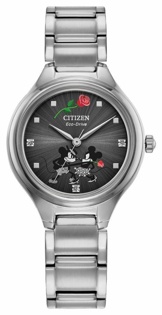 Mickey Mouse and Minnie Mouse Tango Gray Dial Stainless Steel Bracelet FE2101-58W