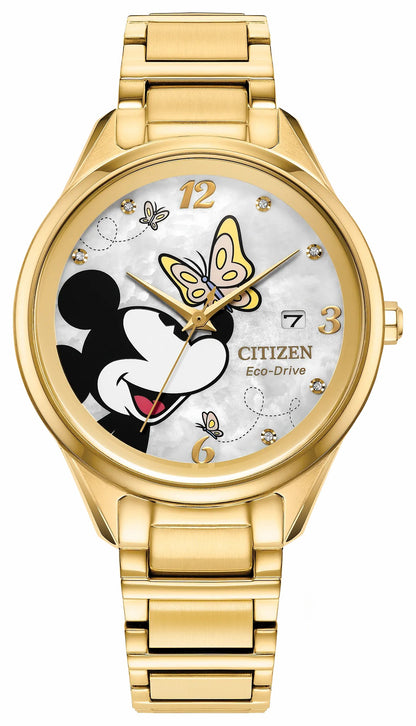 Mickey Flutterby White Dial Stainless Steel Bracelet FE6192-51D