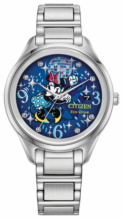 Dancing Minnie Blue Dial Stainless Steel Bracelet FE6106-52W