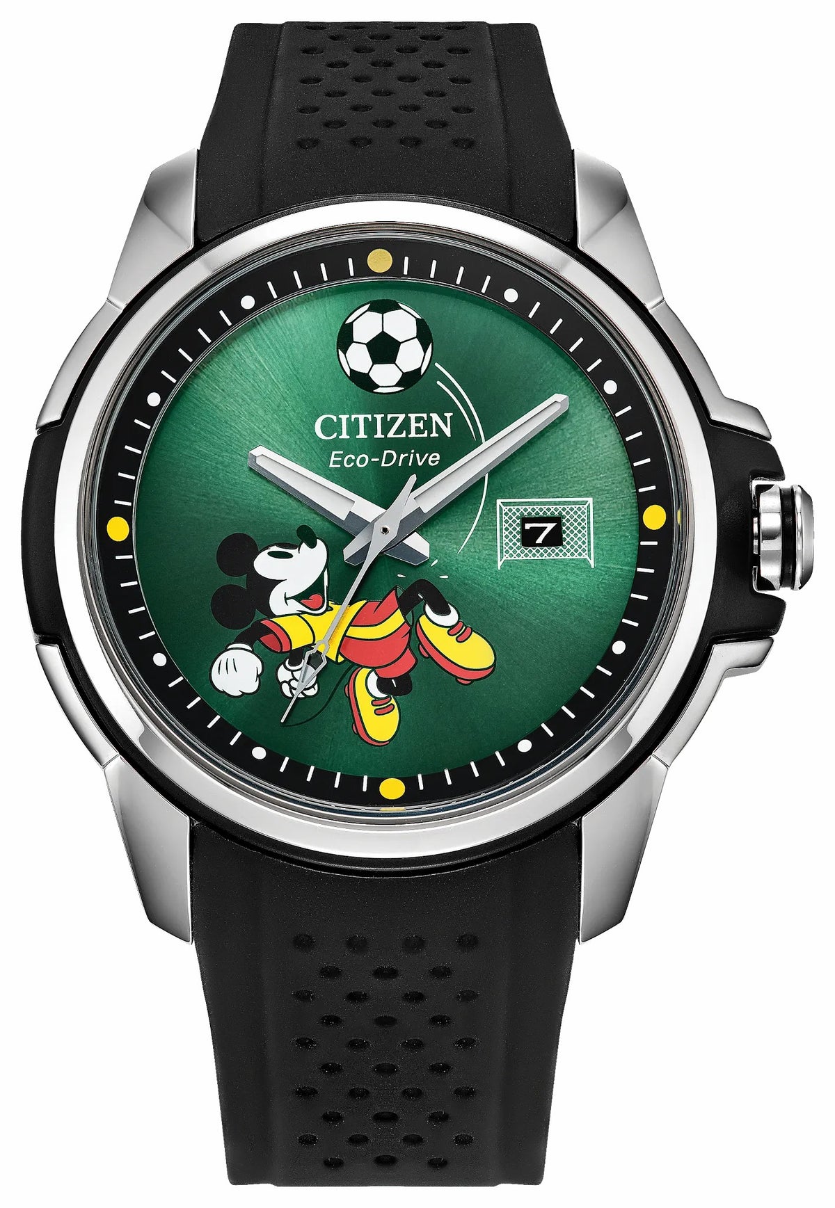 Mickey Mouse Goalie Green Dial Silicone Strap AW1656-08W